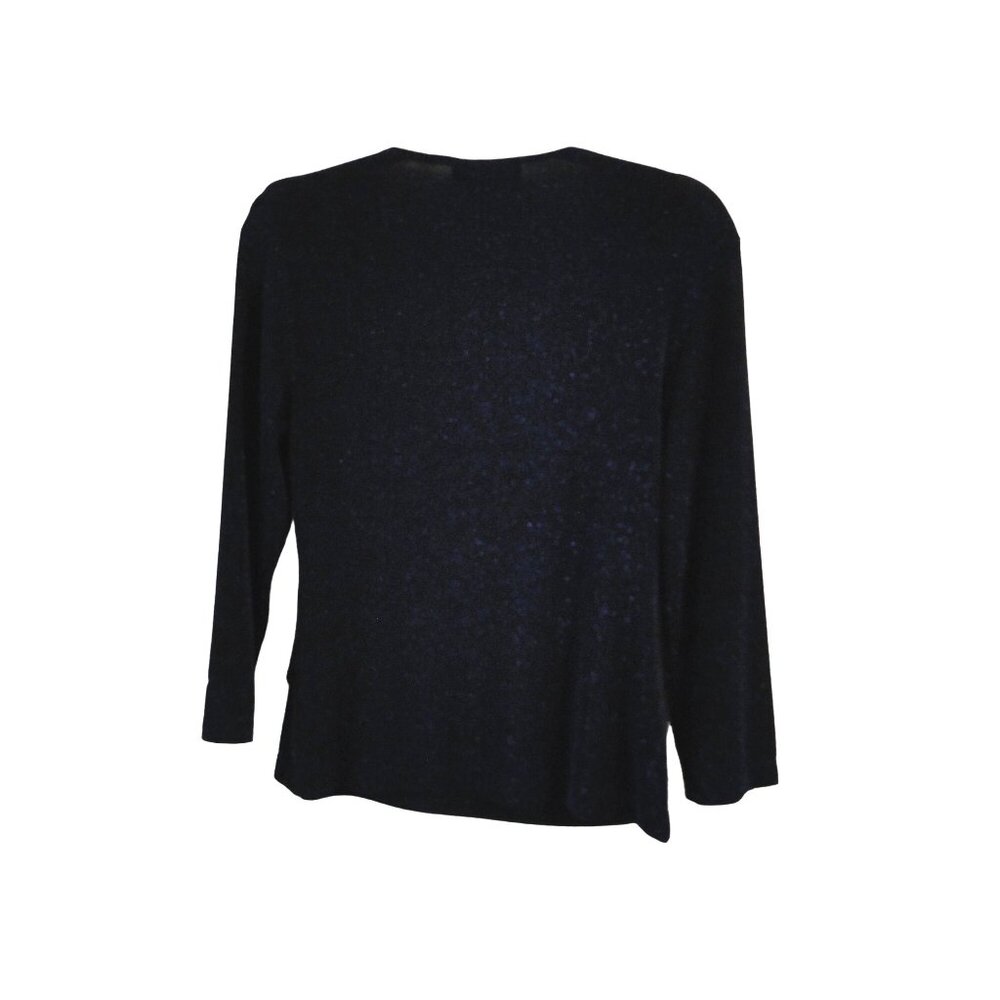 Connected Apparel Top Womens Medium M Black Blue Sparkle Long Sleeve Knit Blouse - Picture 3 of 7